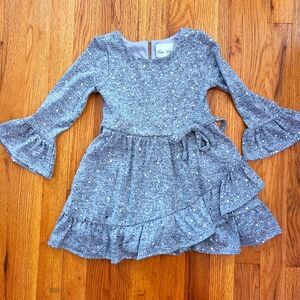 Rare Editions Grey Sequin Dress Size 4